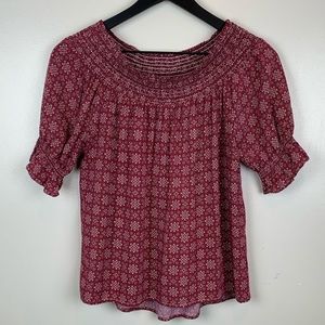 Lunik Wine White Off Shoulder Top Medium